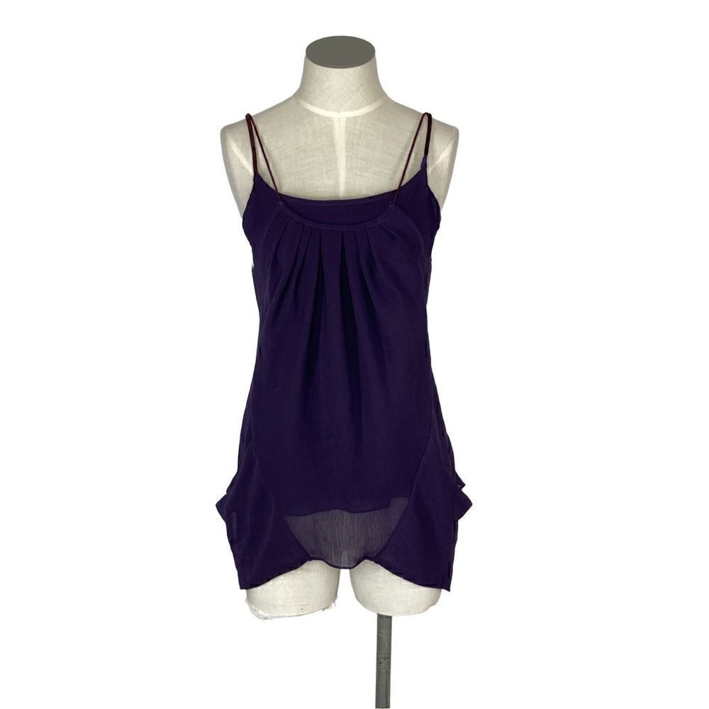 Theyskens Theory XS VTG S Purple Silk Tank Top Y2K Going Out Layered Tunic